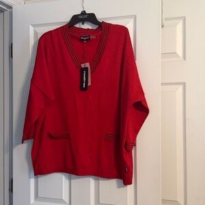 *Karl Lagerfeld ParisVibrant Red V-Neck Top, size XL
